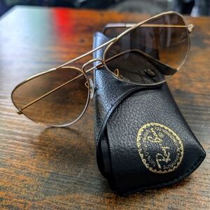 Authentic Large RayBan Aviators with Gold Hardware